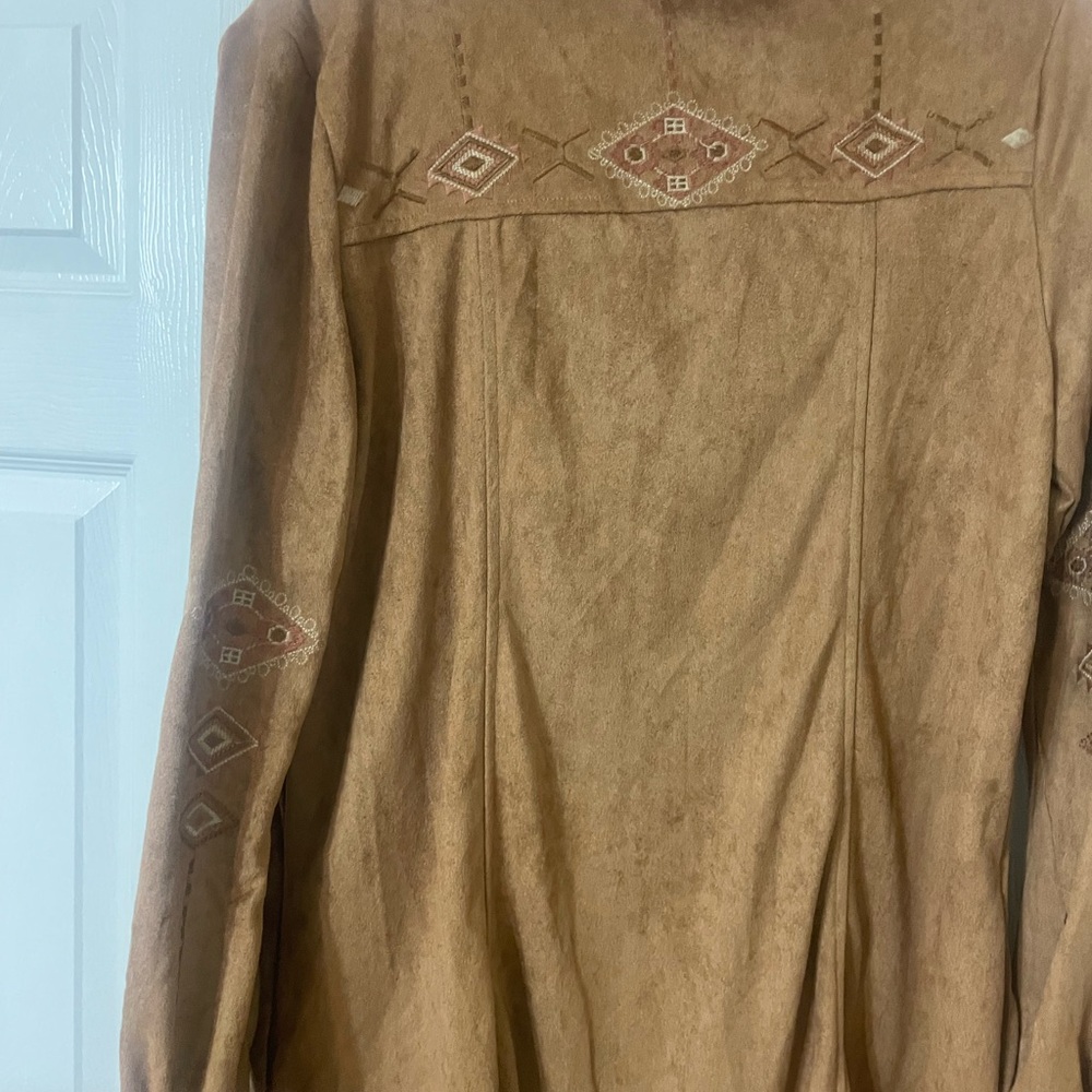 Boho Lace-Up Suede-Look Tunic style Brown - Picture 5 of 6